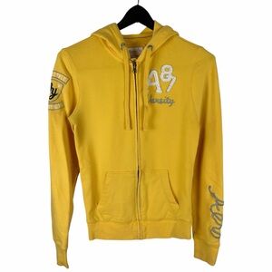 Women’s Y2K Aeropostale 87 Varsity Yellow Stretch Cute Hoodie Size M